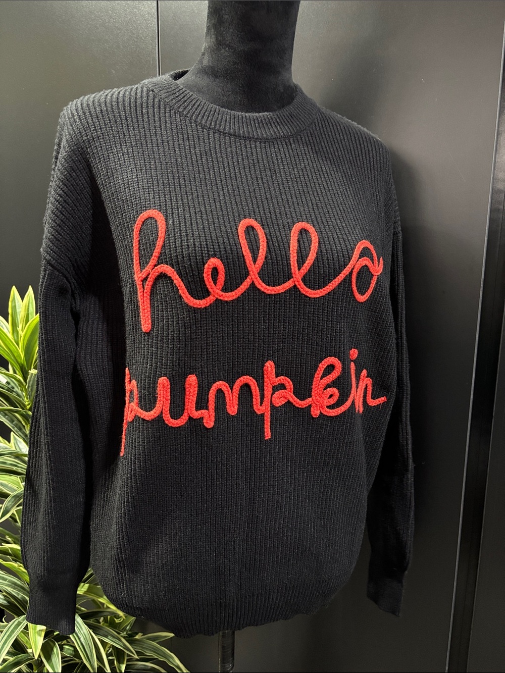 Morgan City Hello Pumpkin embroidered heavyweight knit,fall,Halloween